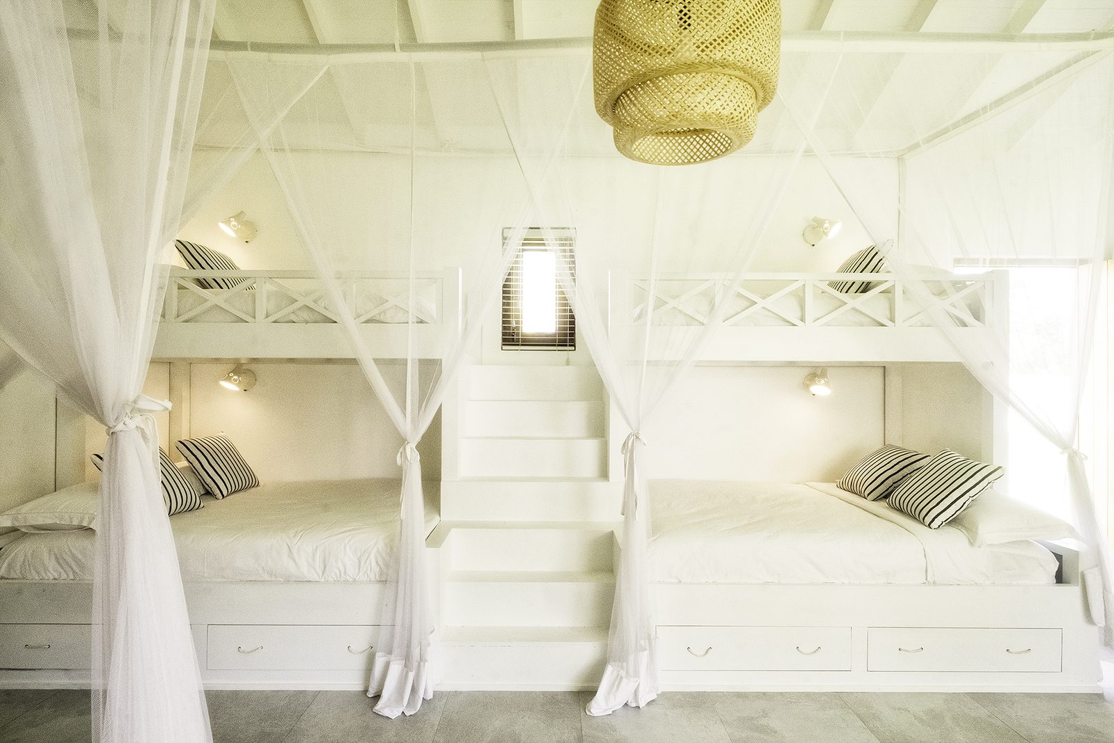 Custom double bunks with stairs and storage