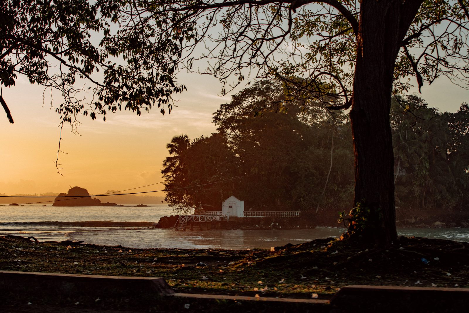 Sunset over the bay and headland on the South Coast
